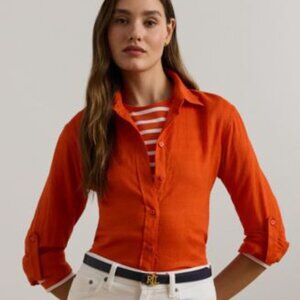 Ralph Lauren Orange linen Button Down Shirt size PM